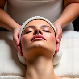 Client receiving a soothing facial treatment