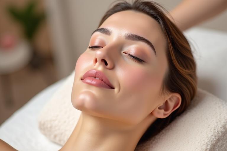 Woman enjoying a beauty treatment, elegant and serene atmosphere